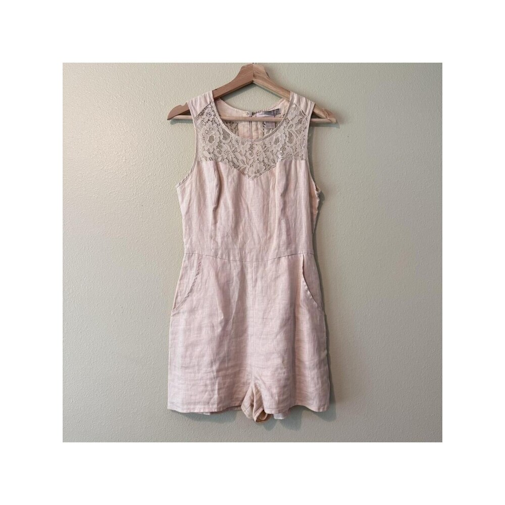 Love 21 Women's Linen Lace Yoke Romper S